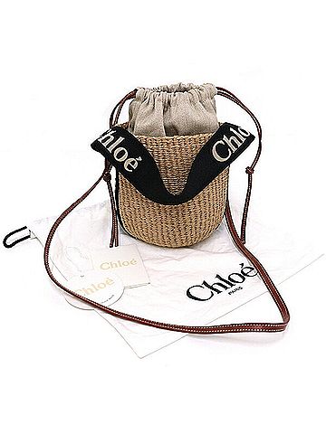 Chloé Chloé Chloe Woody Small Basket Bag Shoulder CHC23AS381L18915 Black Beige (view 2)