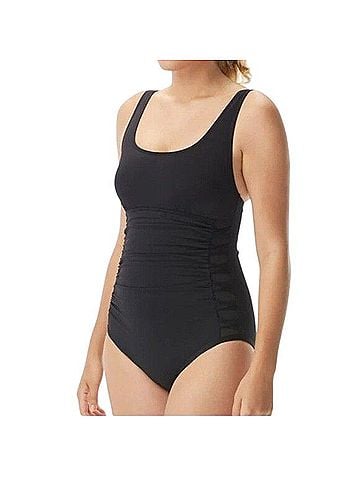 TYR Durafast Elite Solid Black Lattice Controlfit One Piece Swimsuit (view 1)