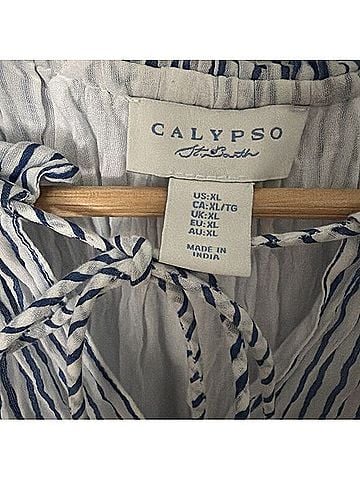 Calypso St. Barth Nautical Striped Cotton Tiered Dress Casual Dress (view 2)