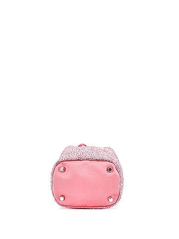 Versace La Medusa Drawstring Bucket Bag Crystal Embellished Satin with Shearling Mini (view 2)