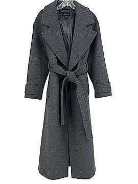 Aligne Charcoal Gray Wool Belted Trench Coat Trenchcoat (view 1)