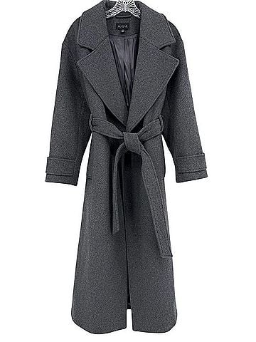 Aligne Charcoal Gray Wool Belted Trench Coat Trenchcoat (view 1)