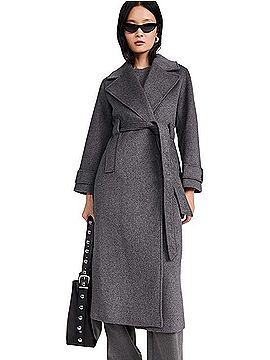Aligne Charcoal Gray Wool Belted Trench Coat Trenchcoat (view 2)