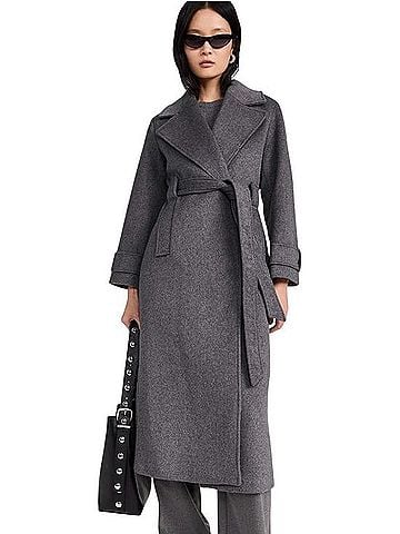 Aligne Charcoal Gray Wool Belted Trench Coat Trenchcoat (view 2)