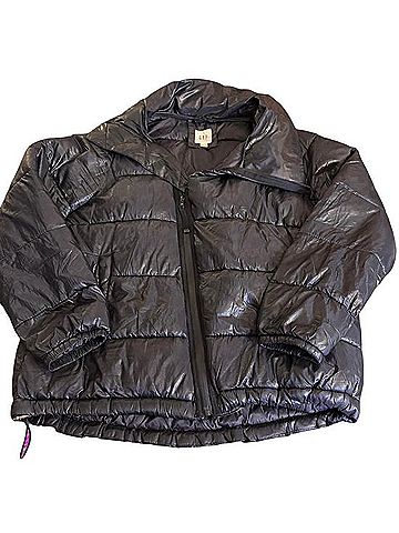 Gap Shiny Black Quilted Puffer Jacket with Hood Jacket (view 2)