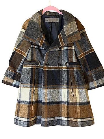 Zara Plaid Peacoat Coat (view 2)