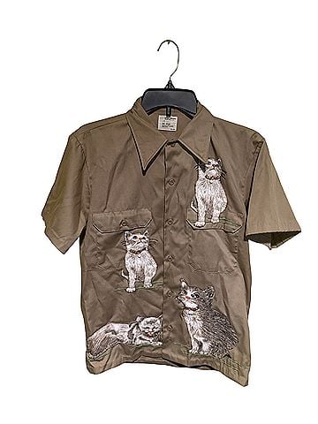 JCPenney Chambray Short Sleeve Button-Down Shirt (view 1)