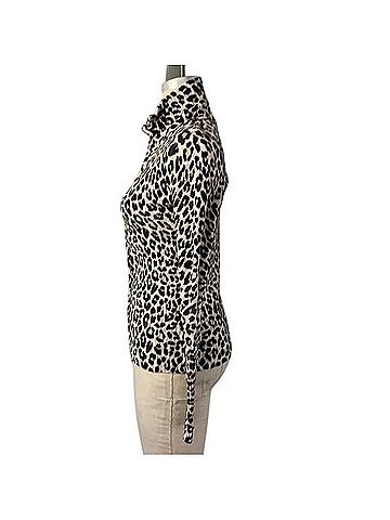 Boston Proper Leopard Zip-Front Cardigan Casual Sweaters (view 2)