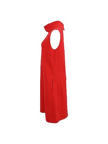 Oscar De La Renta Oscar de la Renta Sleeveless Turtleneck Shift Dress in Red Wool (view 2)