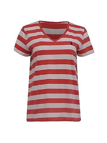Ralph Lauren Ralph Lauren V-Neck Striped T-Shirt in Multicolor Cotton (view 1)