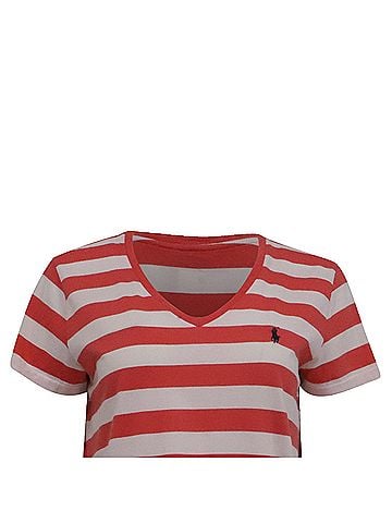 Ralph Lauren Ralph Lauren V-Neck Striped T-Shirt in Multicolor Cotton (view 2)
