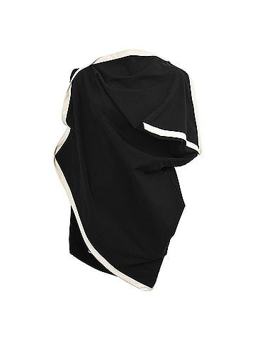 Issey Miyake Issey Miyake Pleated Asymmetric Wrap Top in Black Polyester (view 1)