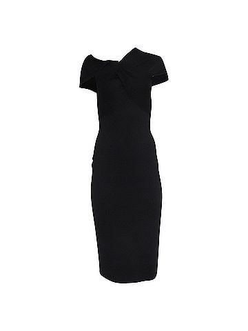 Victoria Beckham Victoria Beckham Twist Drape Fitted Dress in Black Viscose (view 1)