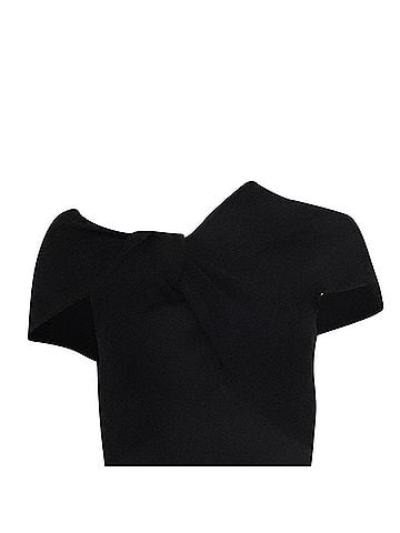 Victoria Beckham Victoria Beckham Twist Drape Fitted Dress in Black Viscose (view 2)