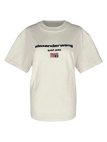 Alexander Wang Alexander Wang Logo Graphic T-shirt in White Cotton (view 1)