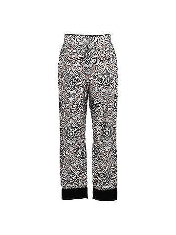 Dolce & Gabbana Dolce &amp; Gabbana Floral Straight-Leg Trousers in Silver Polyamide (view 1)