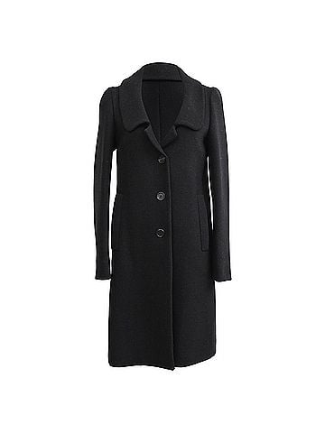 Prada Prada Detachable Collar Single-Breasted Coat in Black Wool (view 1)