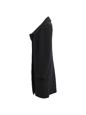 Prada Prada Detachable Collar Single-Breasted Coat in Black Wool (view 2)