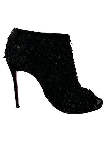 Christian Louboutin Christian Louboutin Diplonana Peep Toe Ankle Booties in Black Suede (view 1)
