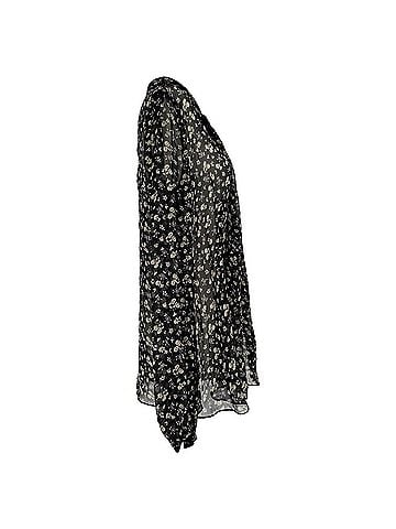 Alexander McQueen Alexander McQueen Draped-Front Blouse in Black Floral Print in Black Polyester (view 2)
