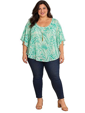 JM Collection Short Sleeve Blouse (view 1)