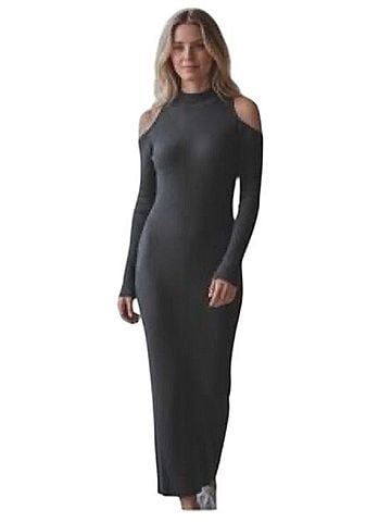 Astr Cold-Shoulder knit sweater Midi Dress Casual Dress (view 1)