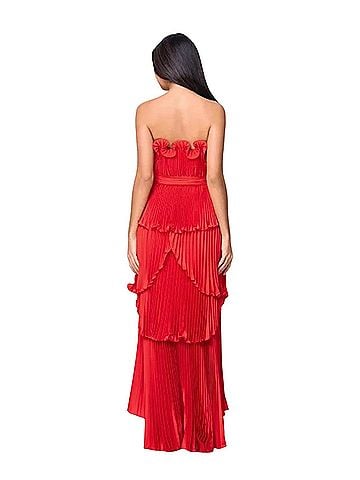 Betsy & Adam Strapless Hi Low Ball Gown Cocktail Dress (view 2)