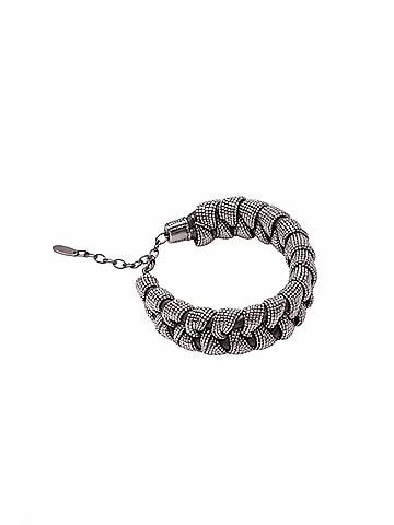 Brunello Cucinelli Women's Braided Monili Link Bracelets in Gunmetal Grey (view 1)