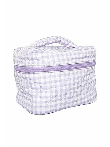 Katydid Collection Women's Plaid Makeup Travel Bag in Light Purple (view 2)