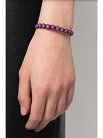 Isabel Marant Crystal Embellished Bracelet in Fuchsia-Black (view 2)