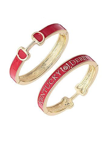 Canvas Women's Kentucky Derby Enamel Horsebit Hinge Bangle in Red / Gold (view 1)