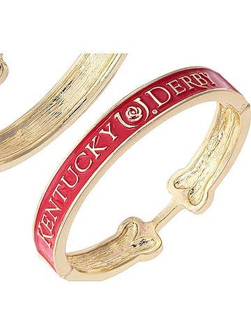 Canvas Women's Kentucky Derby Enamel Horsebit Hinge Bangle in Red / Gold (view 2)