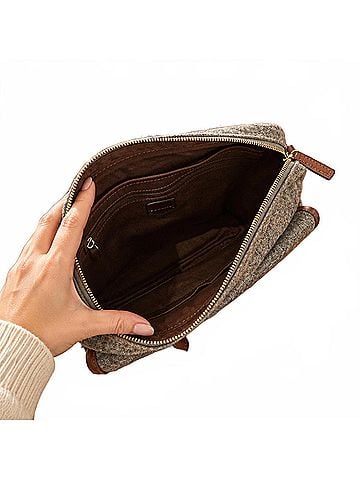 Fossil Bennett Courier Bag in Wooly Grey/Saddle Brown (view 2)