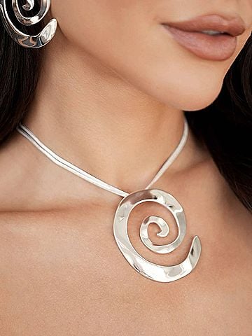 Ettika Women's Aura Swirl Necklace in Silver Plated (view 2)