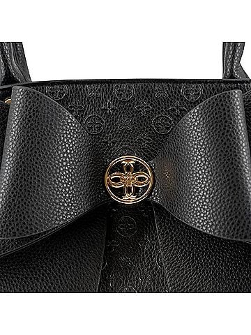 Like Dreams Women's Crossi Elegance Large Bow Vegan Leather Satchel in Black (view 2)