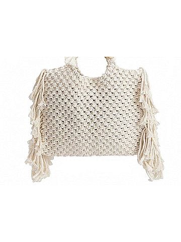 melie bianco Women's Crotchet Tote Bag in Sand &amp; Sea Cream (view 2)