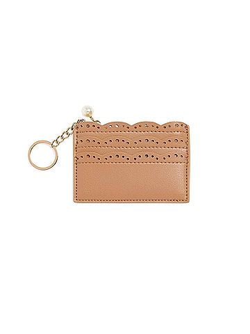 Shiraleah Women's Lola Vegan Leather Card Case in Tan (view 1)