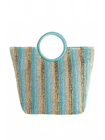 Shiraleah Women's Metallic Stripe Tote Bag in Turquoise/Golc (view 1)