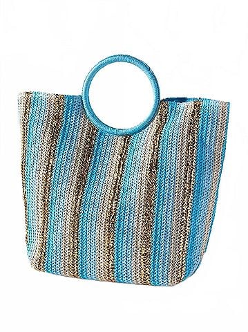 Shiraleah Women's Metallic Stripe Tote Bag in Turquoise/Golc (view 2)