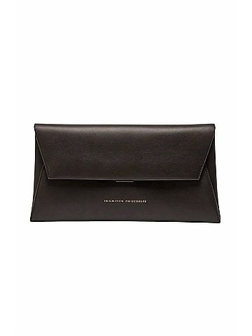 Brunello Cucinelli Women's Envelope Leather Clutch Bag in Espresso (view 1)