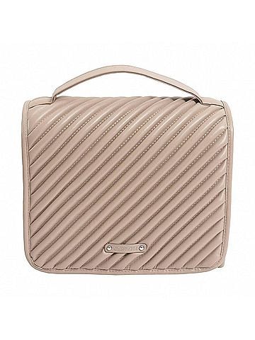 Joan & David Women's Large Diagonal Quilted Hanging Toiletry Case in Tan (view 1)