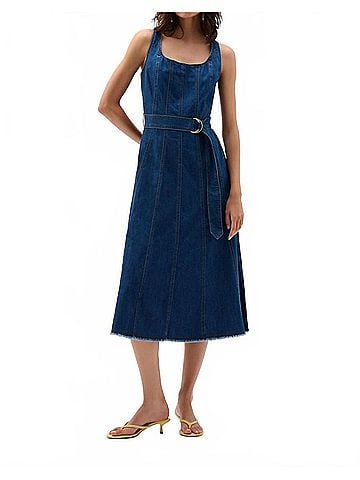 Joseph Ribkoff Fit And Flare Midi Dress in Denim (view 2)