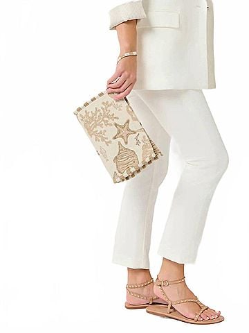 Shiraleah Women's Coastal Jacquard Wristlet Pouch in Beige (view 2)