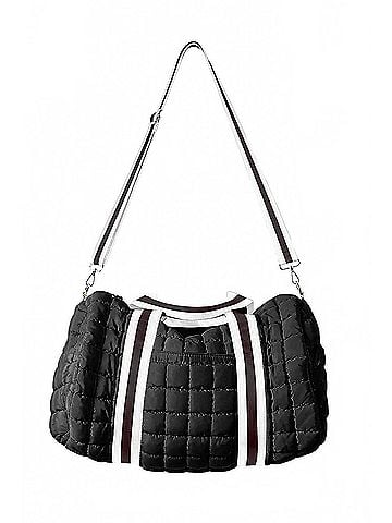 Katydid Collection Women's Striped Quilted Duffel Weekender Bag in Black (view 1)