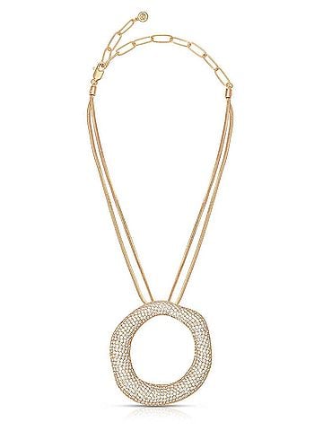 Ettika Women's Open Circle Pave Necklace in Gold / Silver (view 1)