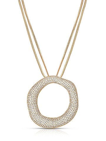 Ettika Women's Open Circle Pave Necklace in Gold / Silver (view 2)