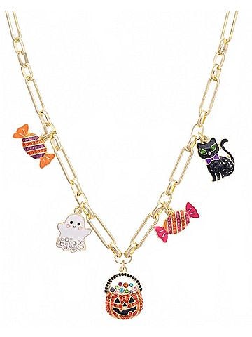 Canvas Women's Halloween Enamel Charm Necklace in Gold (view 2)