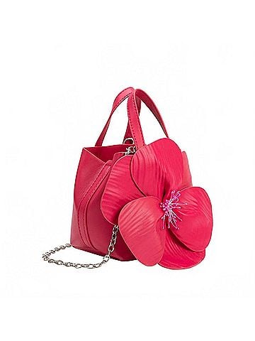 melie bianco Women's Monroe Flower Recycled Vegan Top Handle Bag in Fuchsia (view 1)