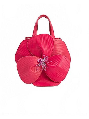 melie bianco Women's Monroe Flower Recycled Vegan Top Handle Bag in Fuchsia (view 2)