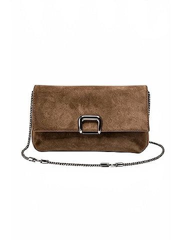Brunello Cucinelli Women's Sartorial Suede Clutch Bag in Taupe (view 1)